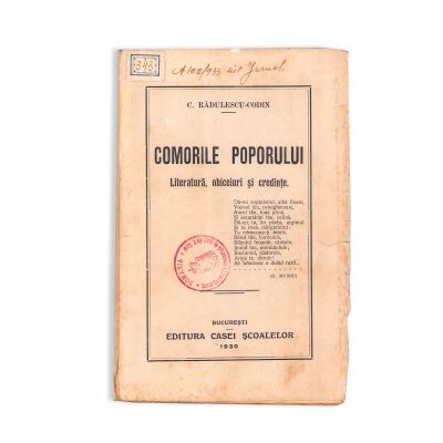 C. Rădulescu-Codin, Comorile poporului, 1930