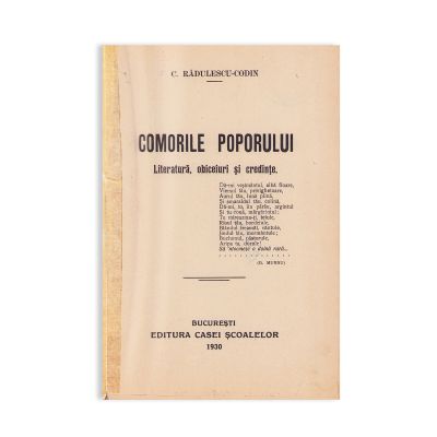 C. Rădulescu-Codin, Comorile poporului, 1930