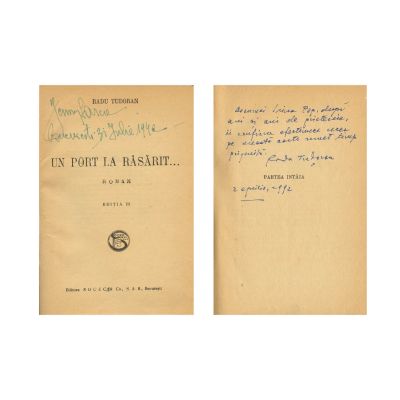 Radu Tudoran, Un port la răsărit, [1941], cu dedicație pentru Irina Pop