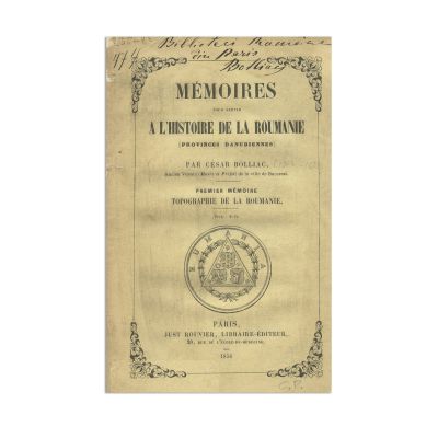 Cezar Bolliac, Memorii care servesc istoriei României, 1856, cu dedicație