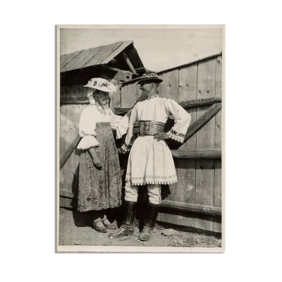 Cuplu în port tradițional, fotografie de epocă, fotograf Emil Fischer