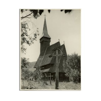 Biserică din lemn, fotografie de epocă, fotograf E. Fischer