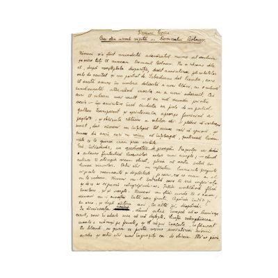 Mircea Eliade, Cea din urmă vizită a domnului bolnav, traducere din Giovanni Papini, manuscris