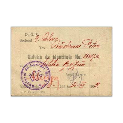 Grădinaru Petre, două cărți de identitate, 1950-1953