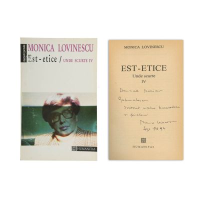 Monica Lovinescu, Est-etice. Unde scurte IV, 1994, cu dedicație pentru Marian Gabrielescu