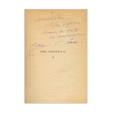 Sașa Pană, Tîlbîc, Tureatcă & Co., 1948, cu dedicație pentru Ștefan Popescu