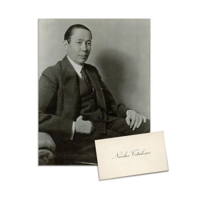 Nicolae Titulescu, fotografie de epocă + carte de vizită