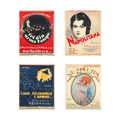 Colecție de 4 partituri, Nu mă uita, Cel din urmă tango, Napolitana, Când felinarele s’aprind…