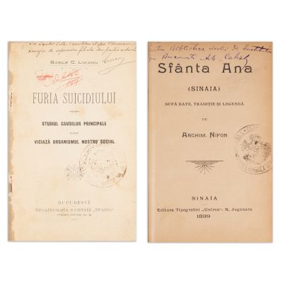 Basile C. Livianu, Furia suicidului, 1900, cu dedicație pentru părintele Nifon Ploeșteanu + Archim. Nifon, Sfânta Ana, 1899