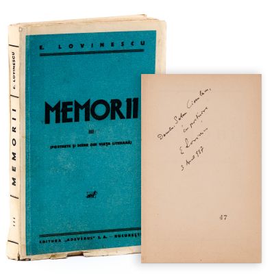 Eugen Lovinescu, Memorii, cu dedicație pentru Șerban Cioculescu