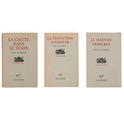 Emil Cioran, Le Mauvais Démiurge + Le tentation d'exister + La Chute dans le temps, 3 volume, cu ex-librisul poetului Geo Dumitrescu