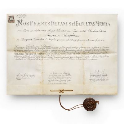Diplomă de absolvent de medicină și farmacie din Cluj, 1890
