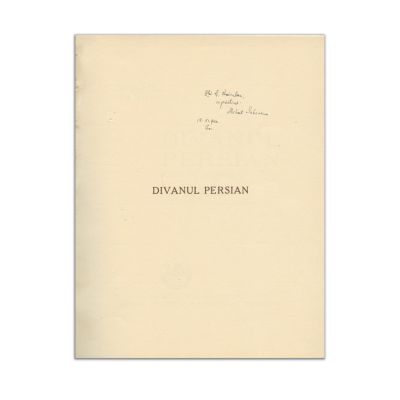 Mihail Sadoveanu, Divanul persian, 1940, cu dedicație