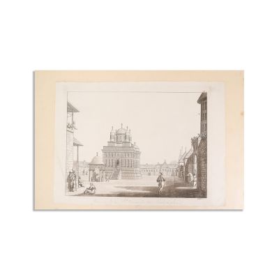 G. Castellini, Mănăstirea Curtea de Argeș, gravură în metal, cca. 1815