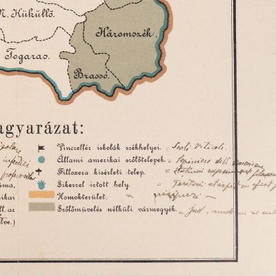 Harta Ungariei cu distribuția filoxerei, 1890