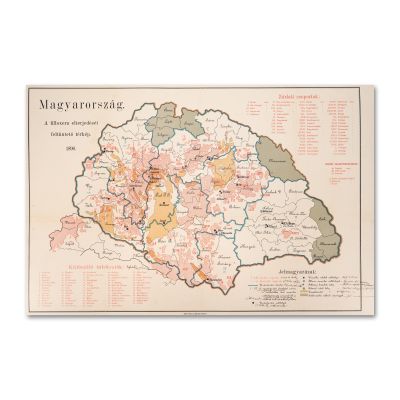 Harta Ungariei cu distribuția filoxerei, 1890