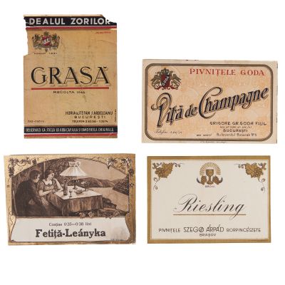 Viță de Champagne, Grasă, Riesling, Fetiță-Leanyka, patru etichete de vin