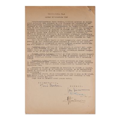 Arhitect G. M. Cantacuzino și alții, proces-verbal, 12 octombrie 1946, cu semnătură 