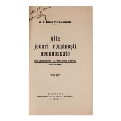 G. T. Niculescu-Varone, Alte jocuri românești necunoscute, două volume, 1930-1931