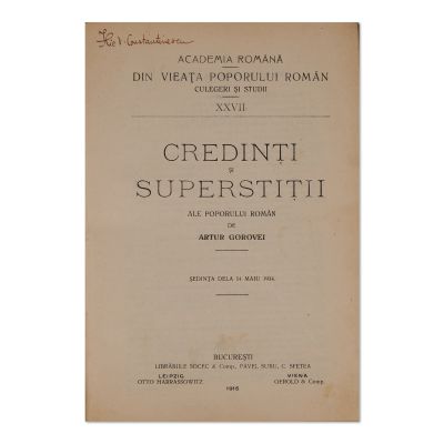 Artur Gorovei, Credinți și superstiții ale poporului român, 1915