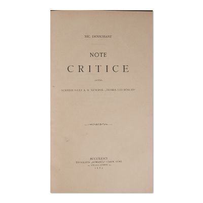 Nic. Densușianu, Note critice, 1885 