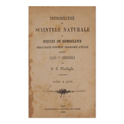 G. G. Nădejde, Introducere în științele naturale și noțiuni de cosmografie pentru clasa I-a gimnazială, 1884