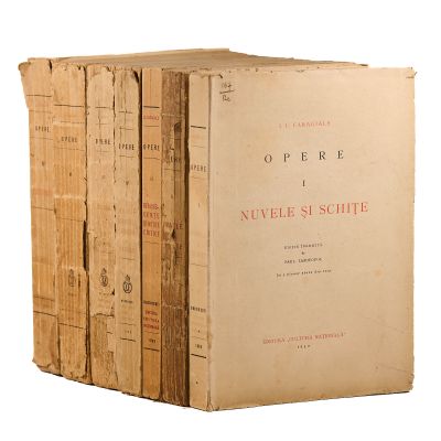 I. L. Caragiale, Opere, ediție îngrijită de Paul Zarifopol și Șerban Cioculescu, 7 volume, cu autograful lui Geo Dumitrescu