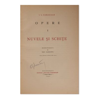 I. L. Caragiale, Opere, ediție îngrijită de Paul Zarifopol și Șerban Cioculescu, 7 volume, cu autograful lui Geo Dumitrescu