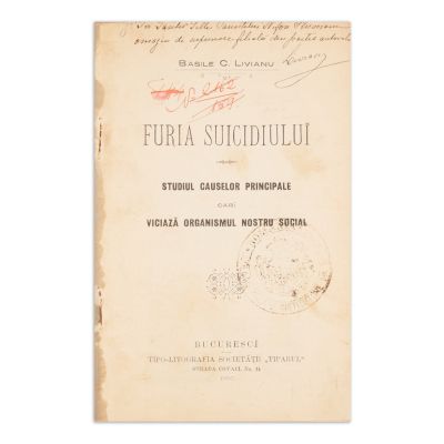 Basile C. Livianu, Furia suicidului, 1900, cu dedicație pentru părintele Nifon Ploeșteanu + Archim. Nifon, Sfânta Ana, 1899