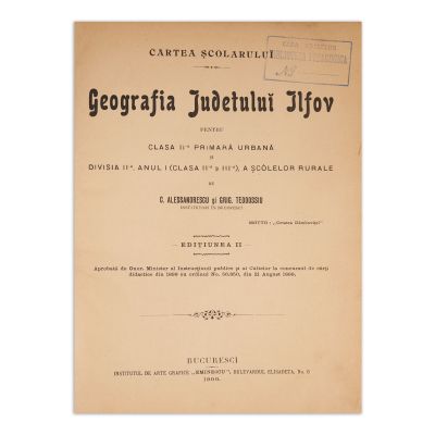 G. Alessandrescu, Grig. Teodossiu, Geografia județului Ilfov, 1900 