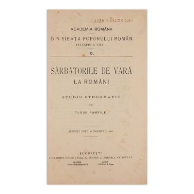 Tudor Pamfile, Sărbătorile de vară la români, 1910