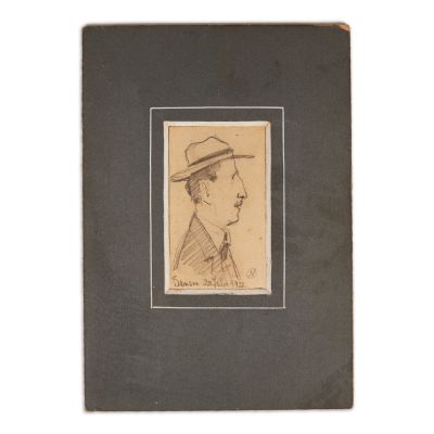 Nicolae Petrescu-Găină, caricatură în creion, cu semnătură, 29 iulie 1922