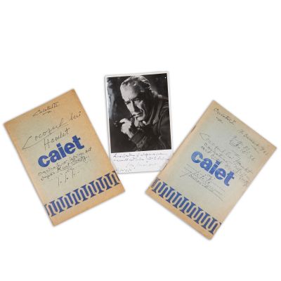 Ian Iancovescu, fotografie cu amplă dedicație + două caiete privind punerea în scenă a piesei „Cocoșul lui Hamlet”