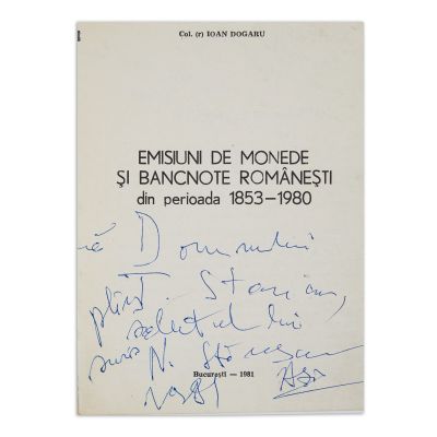 Două volume despre numismatică, 1975 - 1981, cu dedicația lui Nichita Stănescu 