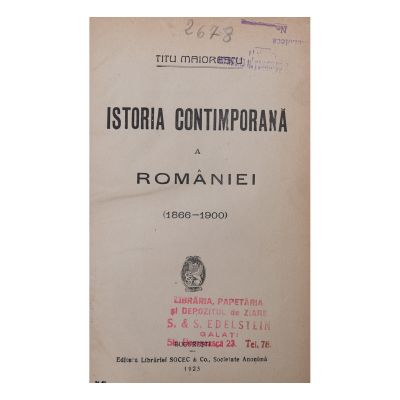 Titu Maiorescu, Istoria contimporană a României, 1925