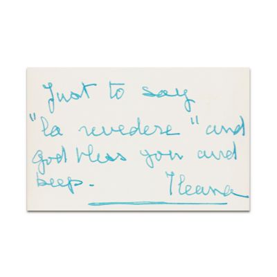 Principesa Ileana, bilet cu însemnare olografă + fotografie