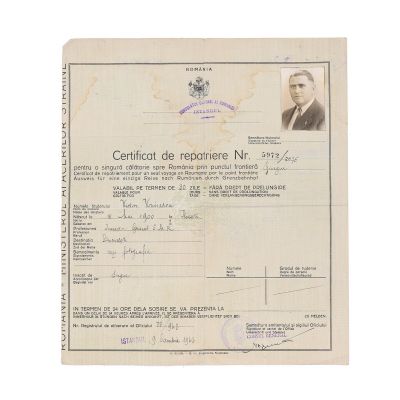 Comandorul Victor (Niță) Voinescu, Certificat de repatriere, 1943