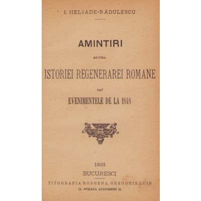 I. Heliade-Rădulescu, Evenimentele de la 1848, 1893
