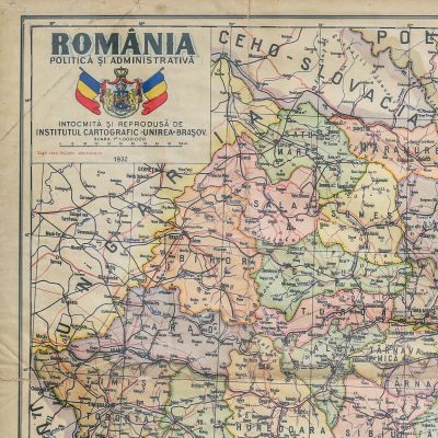 Harta politică și administrativă a României Mari, 1932 