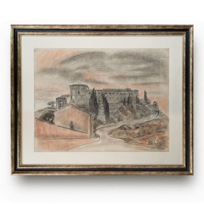 G. M. Cantacuzino, Mănăstire toscană, pastel pe carton